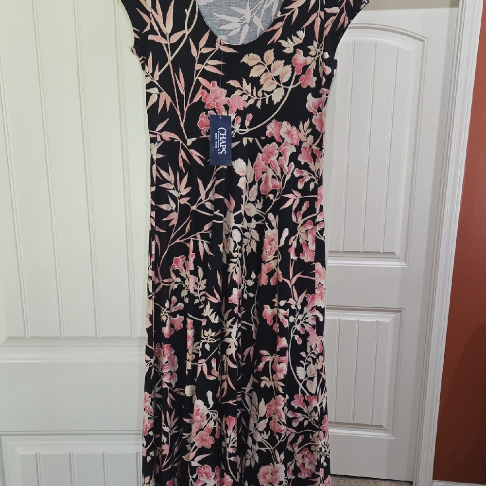 Chaps Pink Flutter Sleeve Maxi Dress